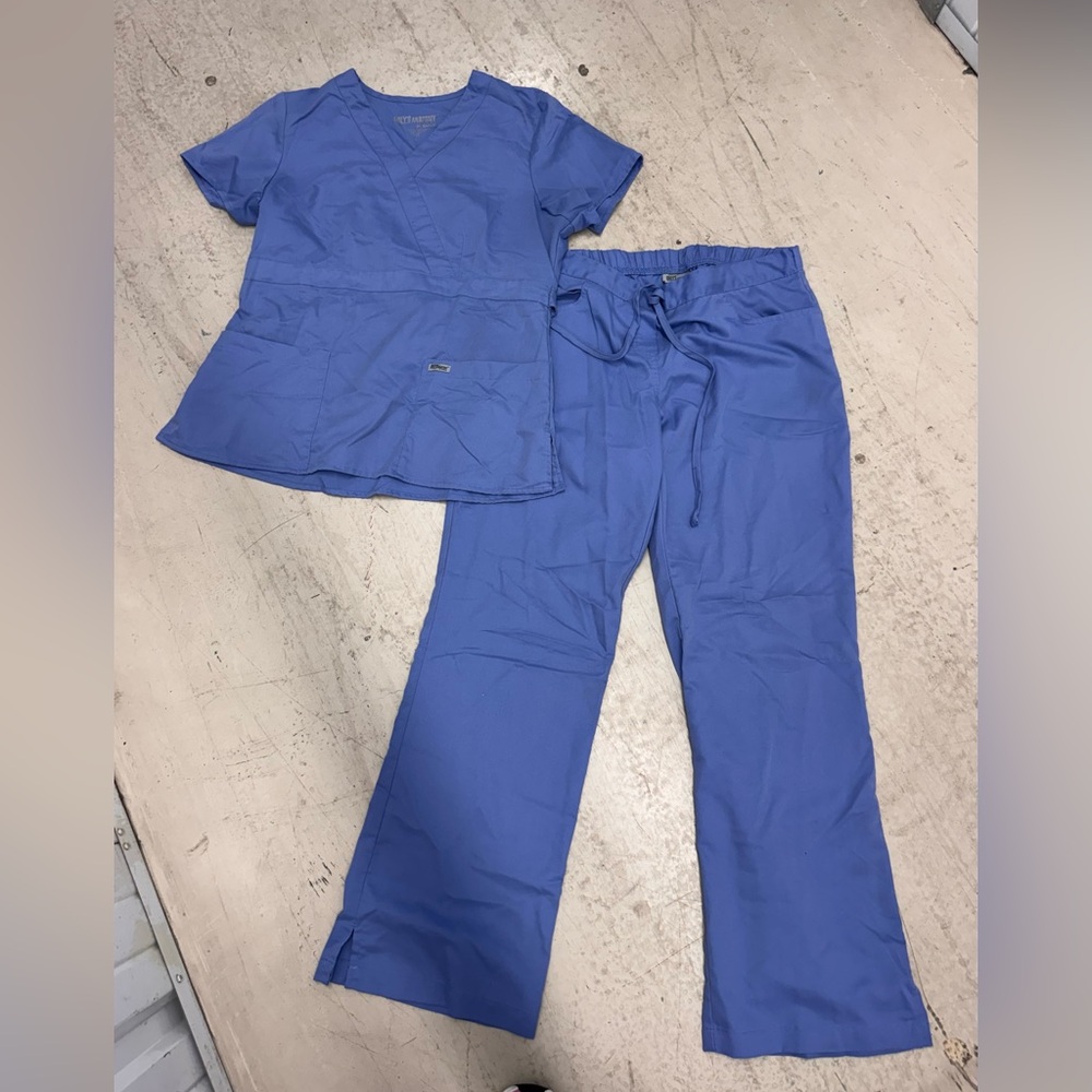 Grey's Anatomy Royal Blue Large Scrub Top & Medium Drawstring Pants
